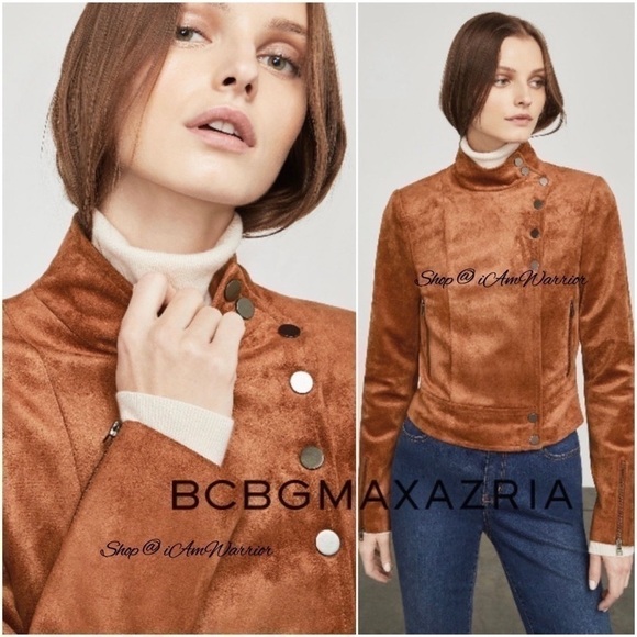 BCBGMaxAzria chestnut faux suede moto jacket & NWT skirt *shop@iamwarrior - Picture 3 of 16